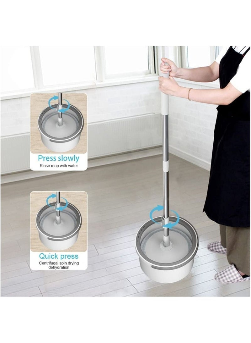Captaintech Spin Mop and Bucket Set 360°Flat Mop with Separation Dirty and Clean Water System 2Pcs Microfiber Pad for All Types of Floor Cleaning - Image 4