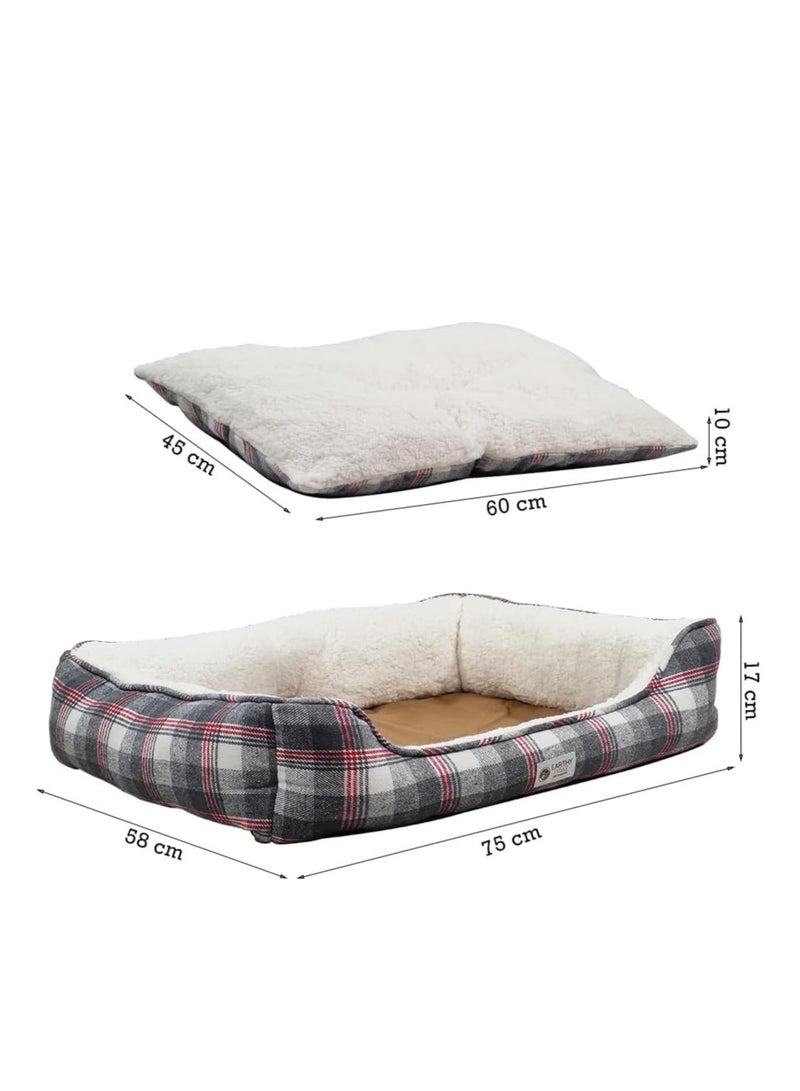 أن ان سي بيتس سرير الكلب مع وسادة قابلة للإزالة ، ودعم الرأس والرقبة ، والقاع غير المنقوش ، وسرير الحيوانات الأليفة البوليستر المريح لسلالات متوسطة إلى كبيرة ، ونوم ناعم ومتهدئ 75 سم (أبيض) - Image 2