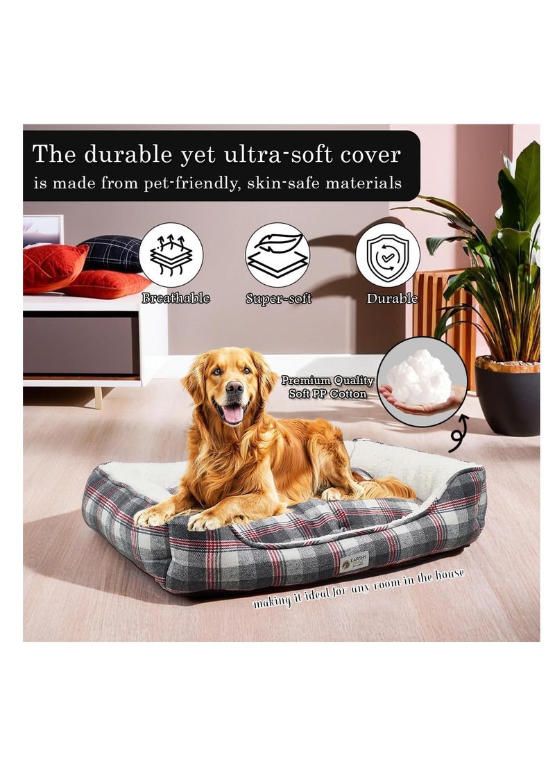 أن ان سي بيتس سرير الكلب مع وسادة قابلة للإزالة ، ودعم الرأس والرقبة ، والقاع غير المنقوش ، وسرير الحيوانات الأليفة البوليستر المريح لسلالات متوسطة إلى كبيرة ، ونوم ناعم ومتهدئ 75 سم (أبيض) - Image 4