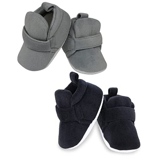 Neska Moda Baby Boys & Girls 6 to 9 Months Pack of 2 Pair Velvet Hook & Loop Booties (Black,Grey)-BT781andBT1590 - Image 4