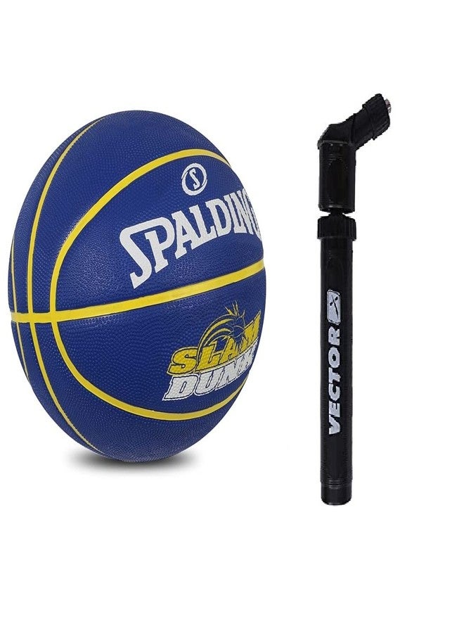 Spalding Dunk NBA Approved Dunk Basketball Ball Size 5+Inflating Needle Air Pump - Image 1