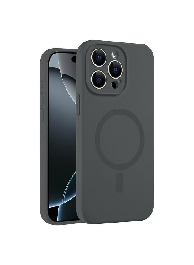 S-TOP Case For iPhone 16 Pro Max Fine Hole Pure Color Liquid Silicone MagSafe Phone Case - Image 1