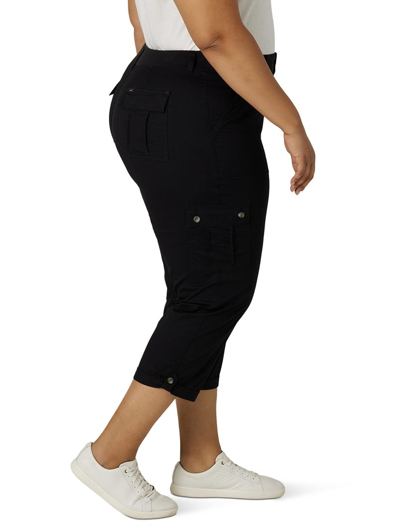 Lee Women's Plus Size Ultra Lux Comfort with Flex-To-Go Cargo Capri Pant Black 18 Plus - Image 3