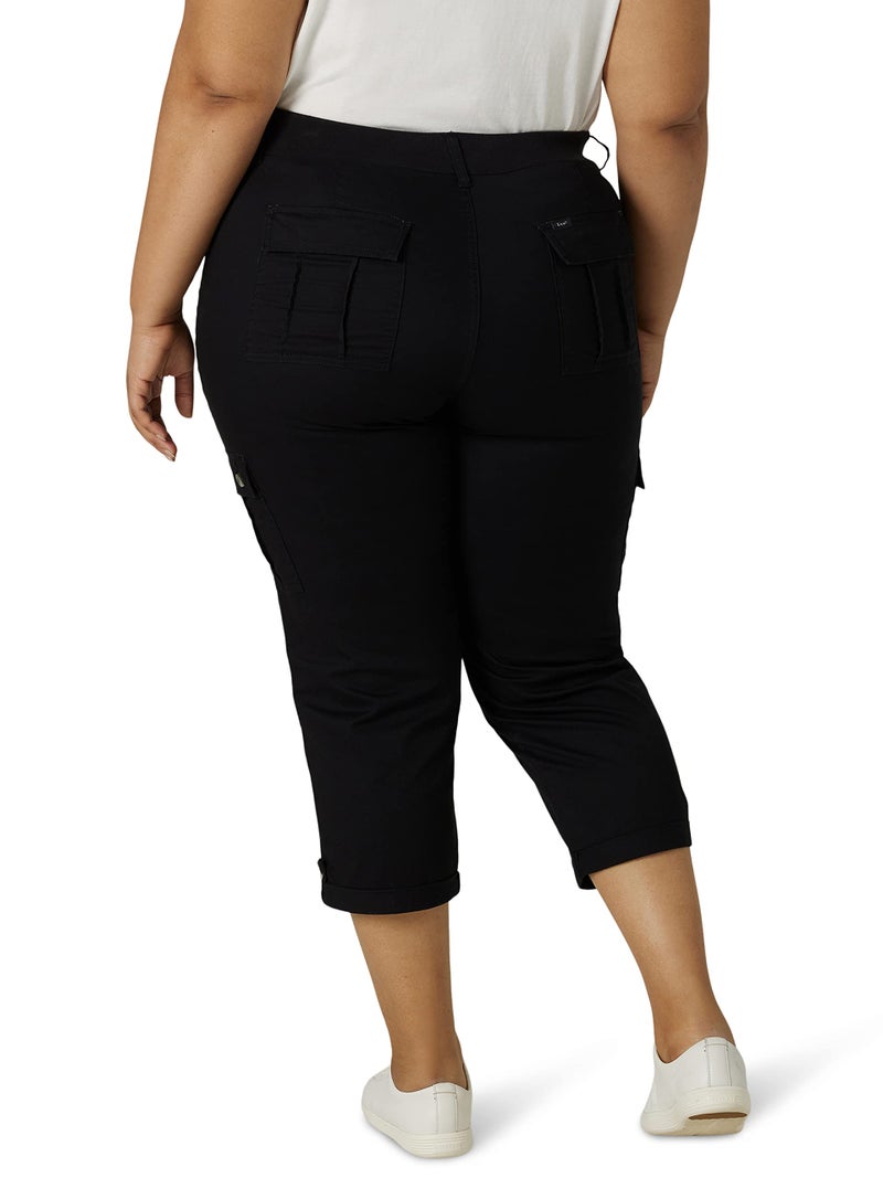 Lee Women's Plus Size Ultra Lux Comfort with Flex-To-Go Cargo Capri Pant Black 18 Plus - Image 2