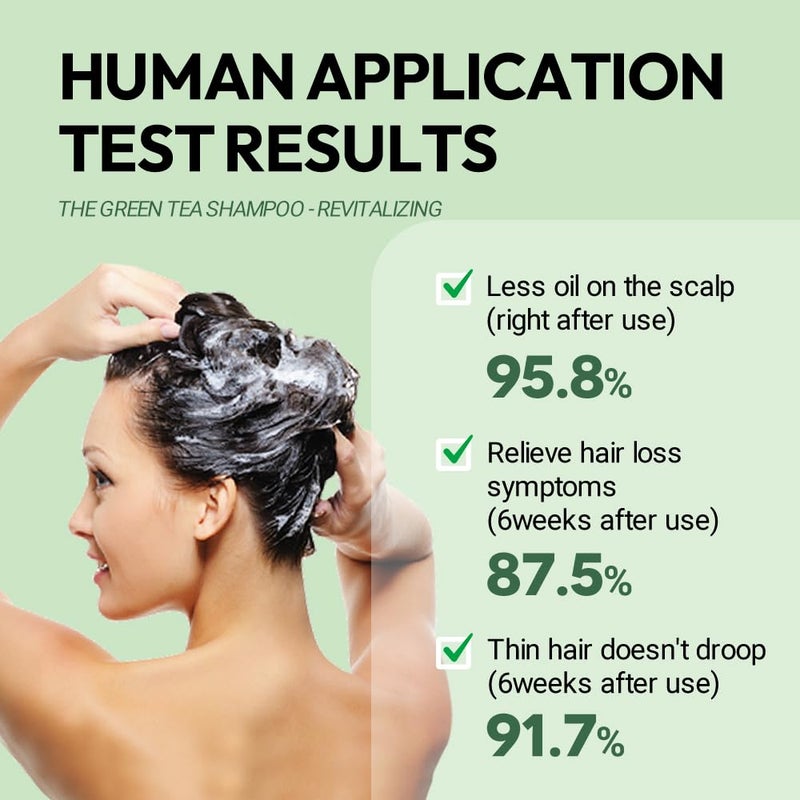 AMOS PROFESSIONAL The Green Tea Shampoo Refresh [For Oily Scalp] 17.6oz (500g) | Anti-Hair Loss Korean Hair Growth Shampoo for Cleanse Excess Sebum - Image 5