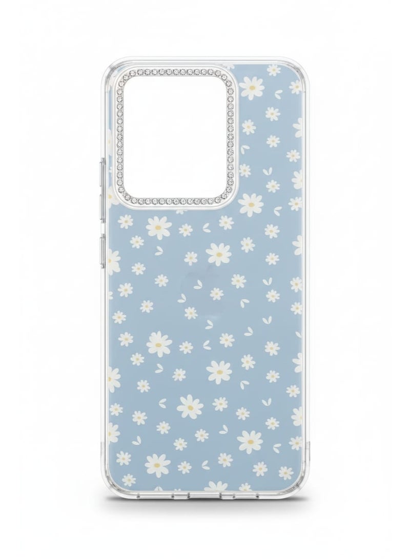 A premium protective case for Honor X8b in a serene blue with a delicate floral pattern .