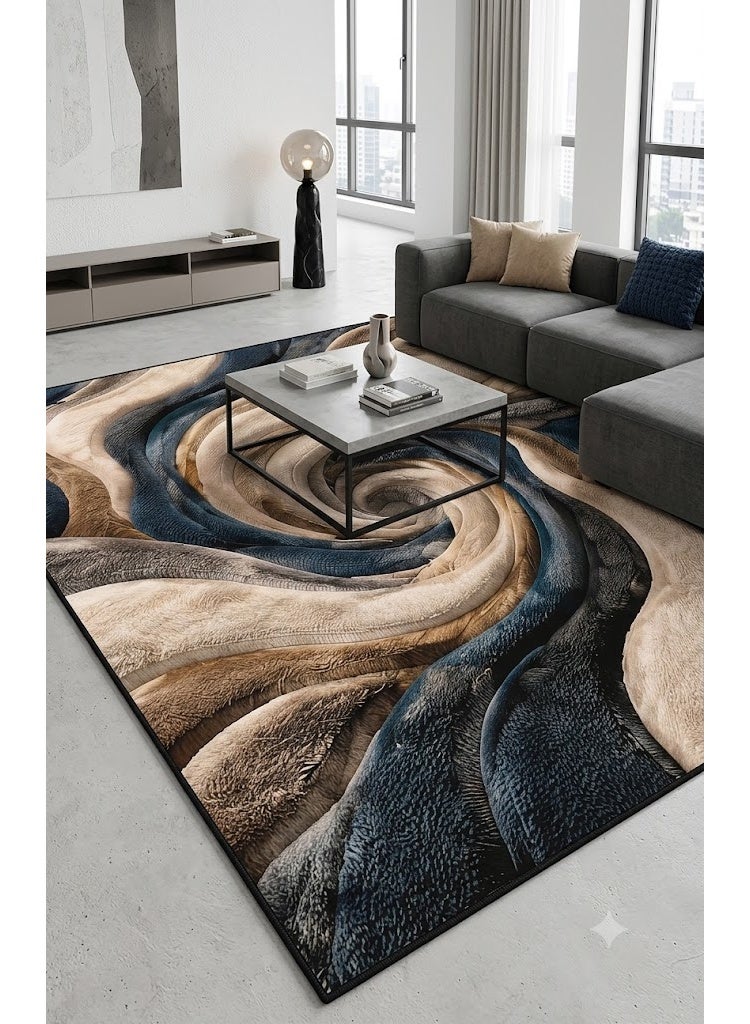 Premium 7D Carpet Alternative, Abstract Swirl Design with 3D Visual Effect, Washable & Anti-Slip - Size 180x280 cm - Image 1