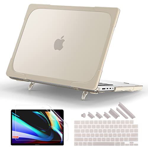 Batianda Heavy Duty Case for New MacBook Pro 16 inch 2026 M5 2024 M4 2023 M3 2021 M2 Pro Max Chip Ergonomic Foldable Kickstand Holds 22lbsZero Wobble Matte Translucent Rugged Armor Cover Khaki - Image 1