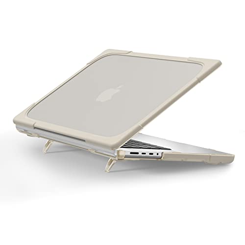 Batianda Heavy Duty Case for New MacBook Pro 16 inch 2026 M5 2024 M4 2023 M3 2021 M2 Pro Max Chip Ergonomic Foldable Kickstand Holds 22lbsZero Wobble Matte Translucent Rugged Armor Cover Khaki - Image 3