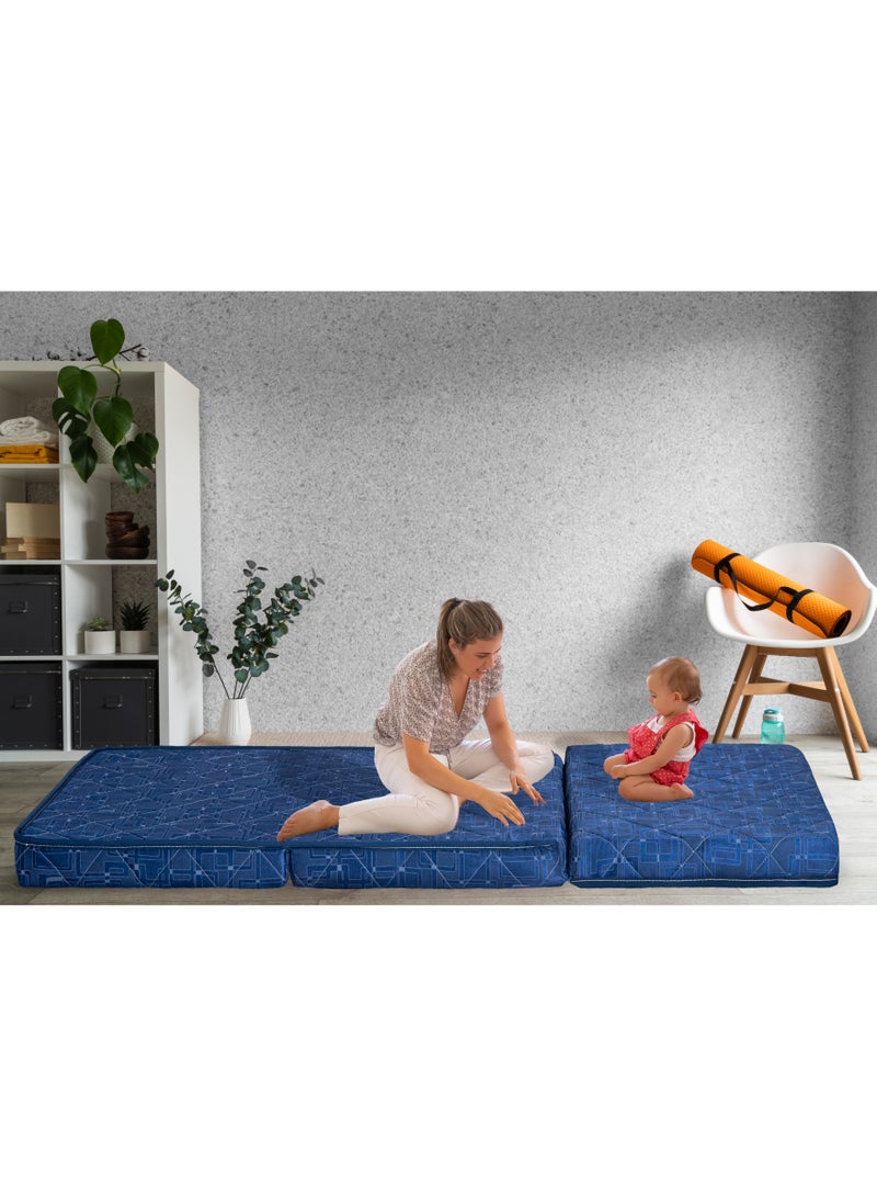 COMFY LUXURY COLLECTION STYLISH BLUE MEDICATED FOLDING MATTRESS 180 X 90 X 7CM - Image 2