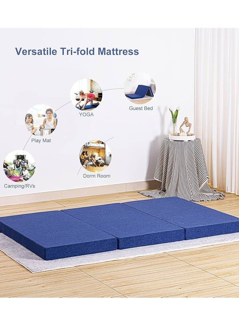 COMFY LUXURY COLLECTION STYLISH BLUE MEDICATED FOLDING MATTRESS 180 X 90 X 7CM - Image 2