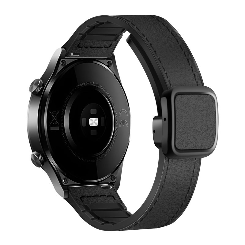 Crazy Horse Textured Magnetic Silicone Leather Watch Strap 18/20/22mm Compatible with Huawei Watch 5, Samsung Watch 6, Xiaomi Band 9 Pro/8 Pro and Redmi Watch 5/4 - Image 1