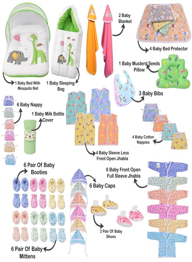 Kwitchy Newborn Baby Essentials Kit 47 Items Combo | New Born Baby Kit 0-6 Months | Baby Bed Bedding Clothes Set | Hospital Bag & (Pink) - Image 3
