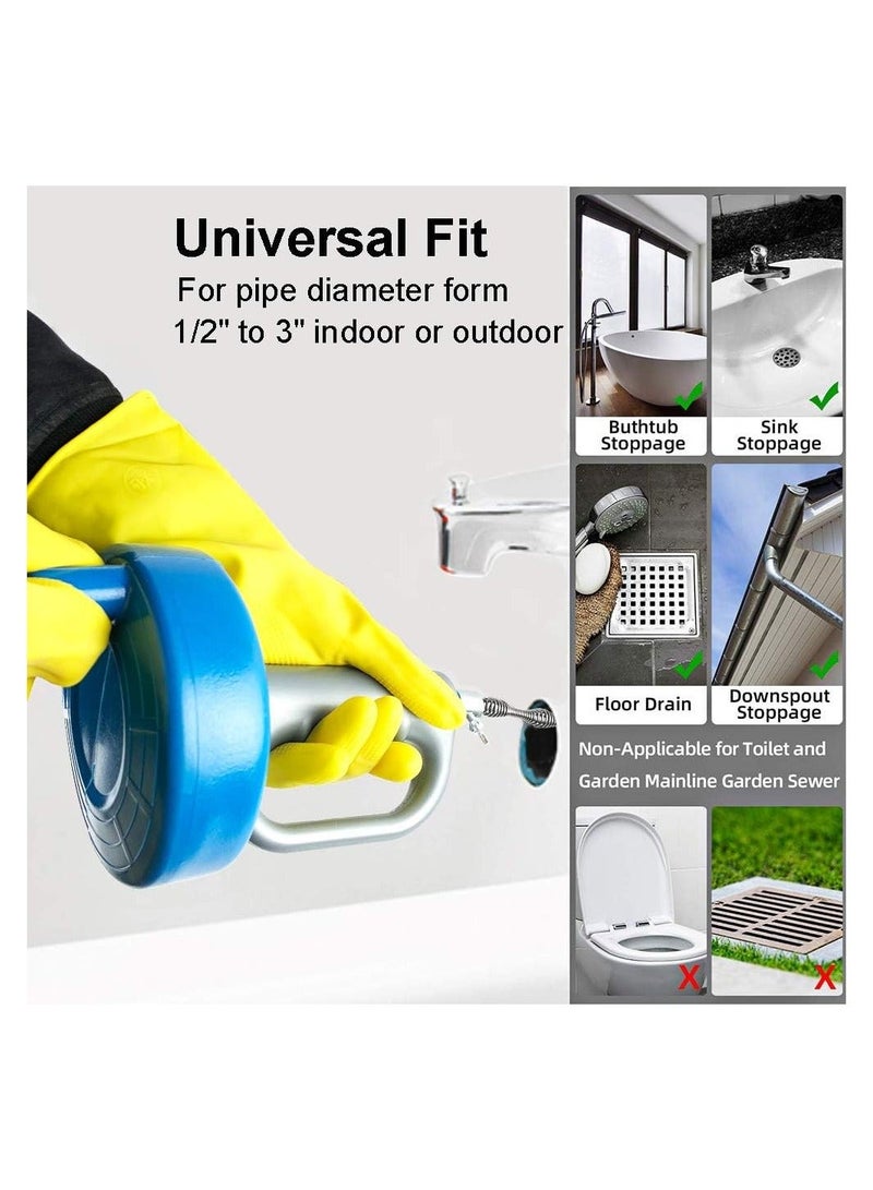 Plumbing Snake Drain Auger Sink Clog Remover, Heavy Duty Pipe Clogged Cleaner with Work Gloves, for Bathroom Kitchen Sink, Shower Drain, Sewer - Image 3