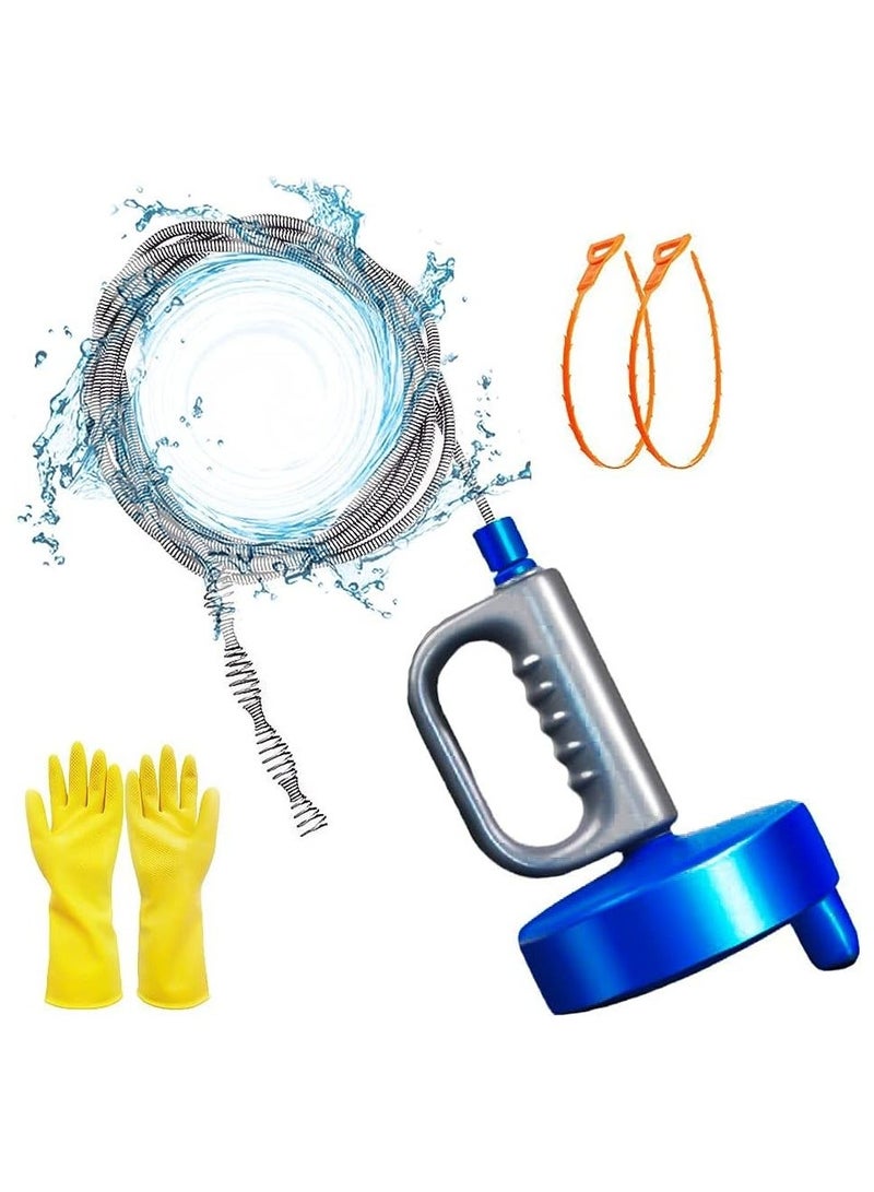 Plumbing Snake Drain Auger Sink Clog Remover, Heavy Duty Pipe Clogged Cleaner with Work Gloves, for Bathroom Kitchen Sink, Shower Drain, Sewer - Image 1