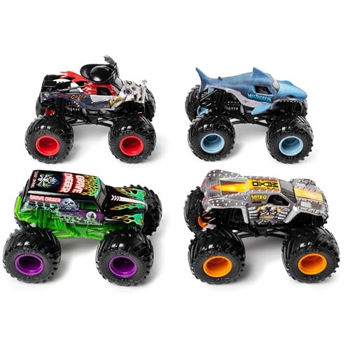 Monster Jam, Land vs. Sea 4 Pack Monster Trucks (Grave Digger, Max-D, Megalodon, and Pirate’s), 1:64 Scale, Kids Toys for Boys and Girls Ages 3 and up - Image 4