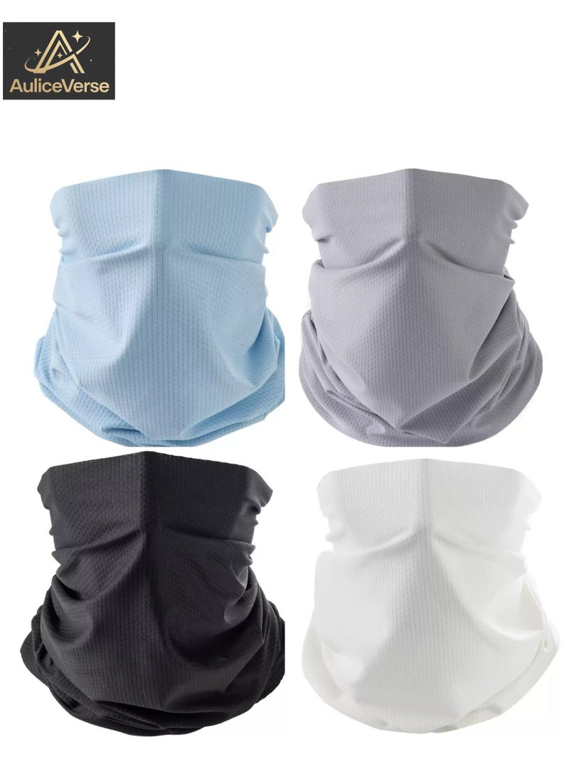 AuliceVerse 4-piece set of sun and UV protective headwear, summer breathing silk ice scarf, scarf, magic, men's and women's neck sleeves, outdoor headscarf, suitable for cycling, skiing, fishing, and hiking - Image 1