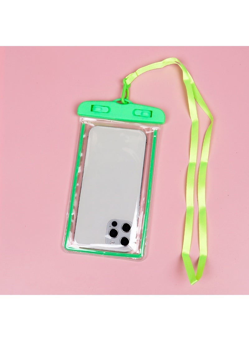Generic Luminous Waterproof Phone Bag for Swimming Green regular Lanyard