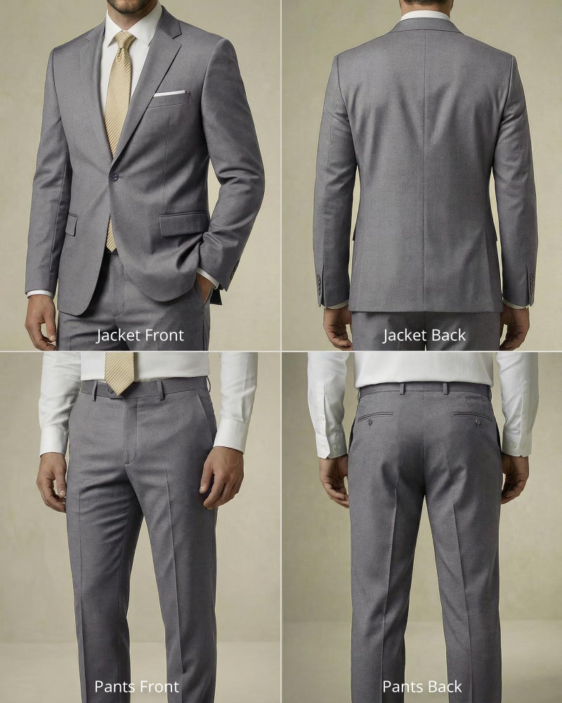 YND Men's 2 Piece Suit with Tie, One Button Slim Fit Solid Jacket and Pants Set, Suits for Men Prom Party Wedding & Business, Light Grey - Image 3