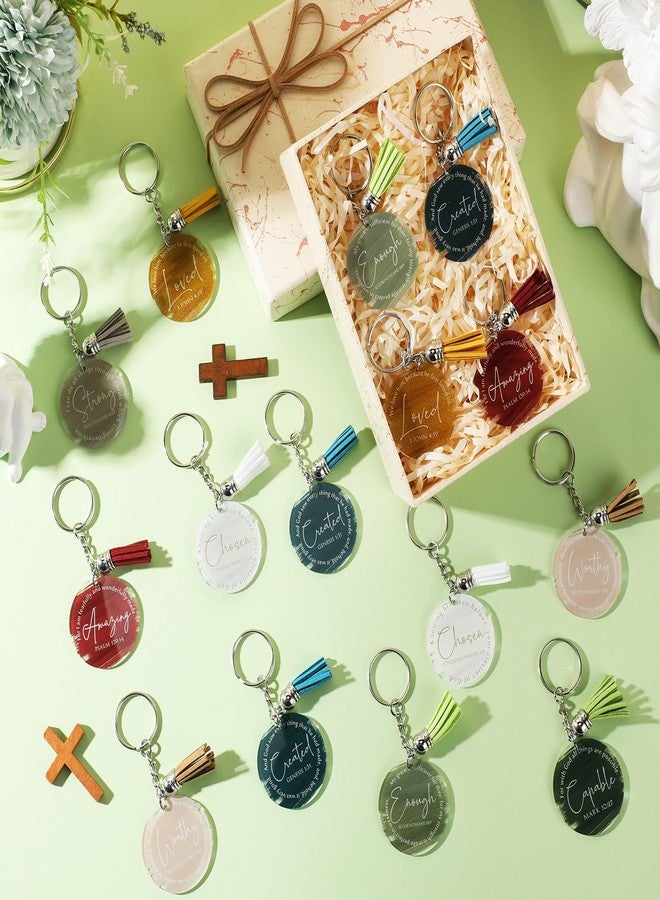Equsion 36 Pcs Christian Christmas Gifts for Woman Bible Verse Keychains Office Gifts for Coworker Team Staff Holiday Party Supplies (Christmas Colors) - Image 5