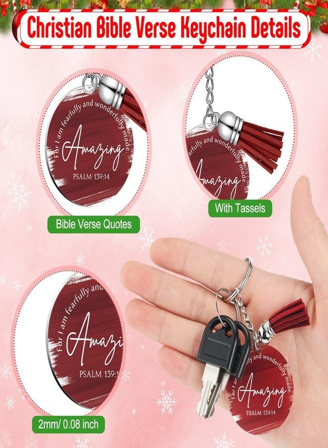 Equsion 36 Pcs Christian Christmas Gifts for Woman Bible Verse Keychains Office Gifts for Coworker Team Staff Holiday Party Supplies (Christmas Colors) - Image 3