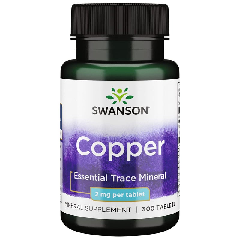 Swanson Copper Mineral Supplement 2 mg Copper Chelate Antioxidant Immune System and Cell Support 300 Tablets