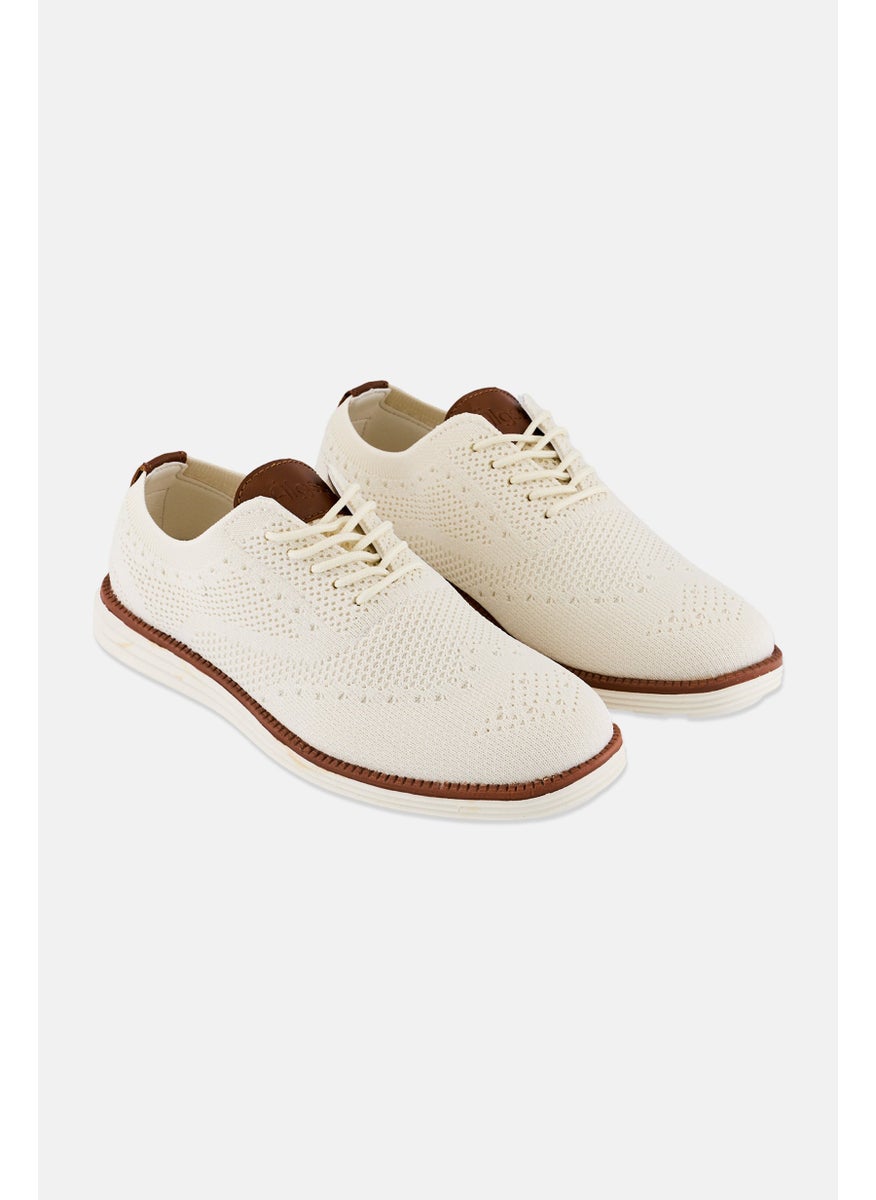 Algspar Women Brand Logo Lace Up Casual Shoes, Light Beige  - Image 1