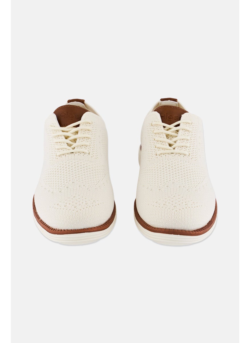 Algspar Women Brand Logo Lace Up Casual Shoes, Light Beige  - Image 4