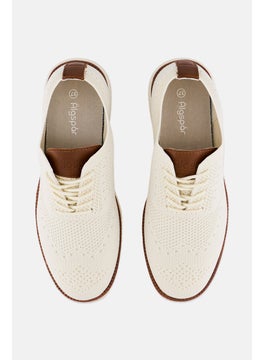 Algspar Women Brand Logo Lace Up Casual Shoes, Light Beige  - Image 2