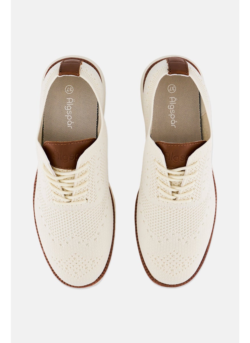 Algspar Women Brand Logo Lace Up Casual Shoes, Light Beige  - Image 2