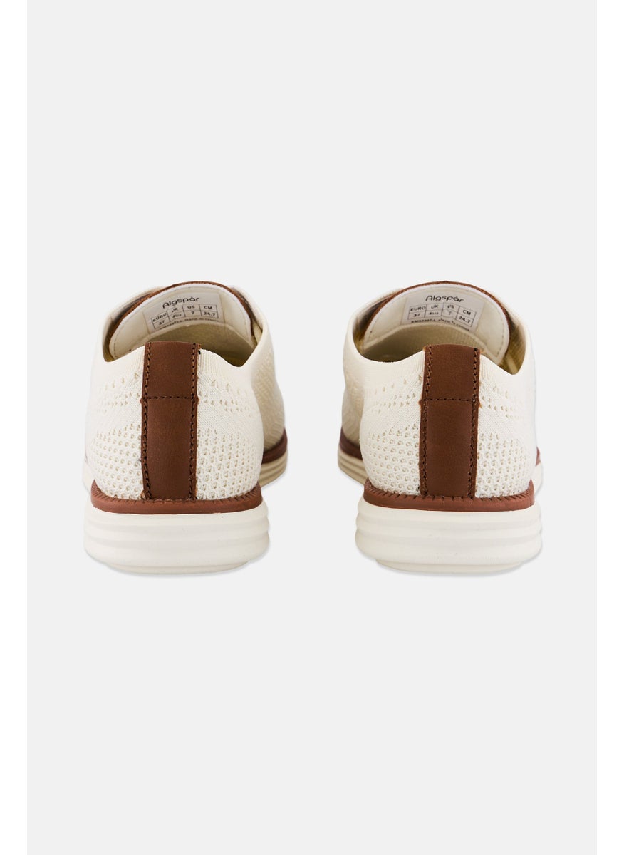 Algspar Women Brand Logo Lace Up Casual Shoes, Light Beige  - Image 3