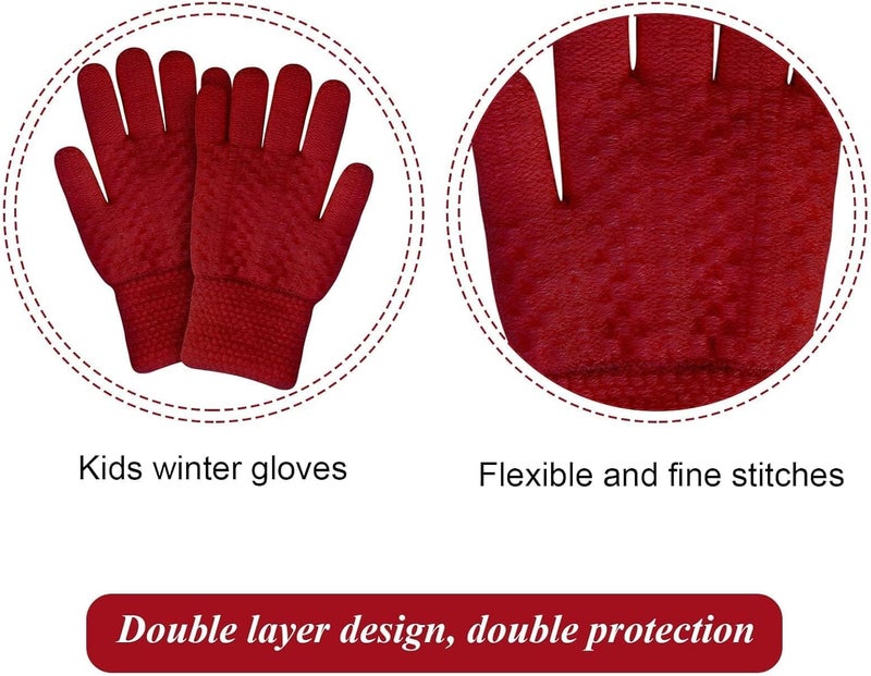 YSense 3 Pcs Kids Winter Beanie Hat Scarf Gloves Set Thick Knit Warm Fleece Fuzzy Lined Beanie Caps Mittens for Boys Girls - Image 5