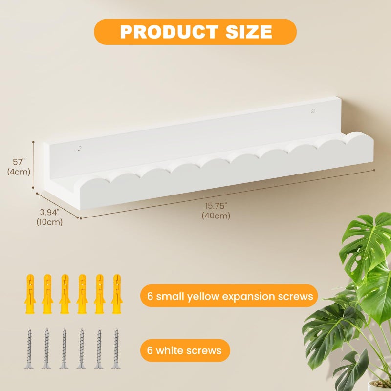 Yirilan 3-Pack Scalloped Shelves, Nursery Shelves for Wall, Floating Nursery Book Shelves for Kids, White - Image 2