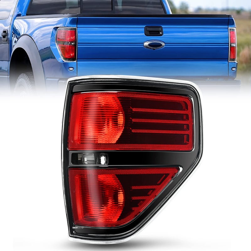 Nilight Passenger Side Taillight Assembly for 2009 2010 2011 2012 2013 2014 Ford FF150 F150 Pickup Truck Right Rear Lamp Replacement OE Style Red Housing Tail lamp