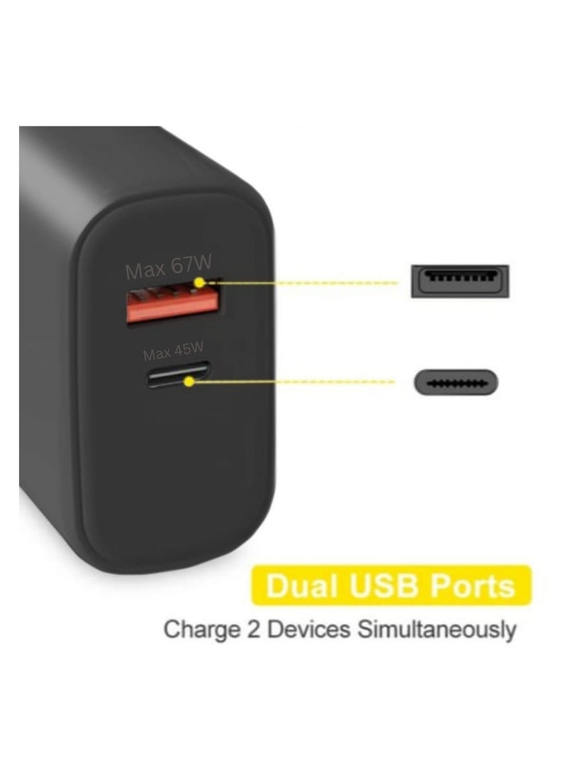 traditious 67W Fast Charger Type C Adapter Plug, Dual Port Charger For Android And IOS Devices | Fast Charging For All C type Devices Samsung Charger, iPhone Charger, Huawei Charger, OnePlus Charger, iPad Charger  - Image 2