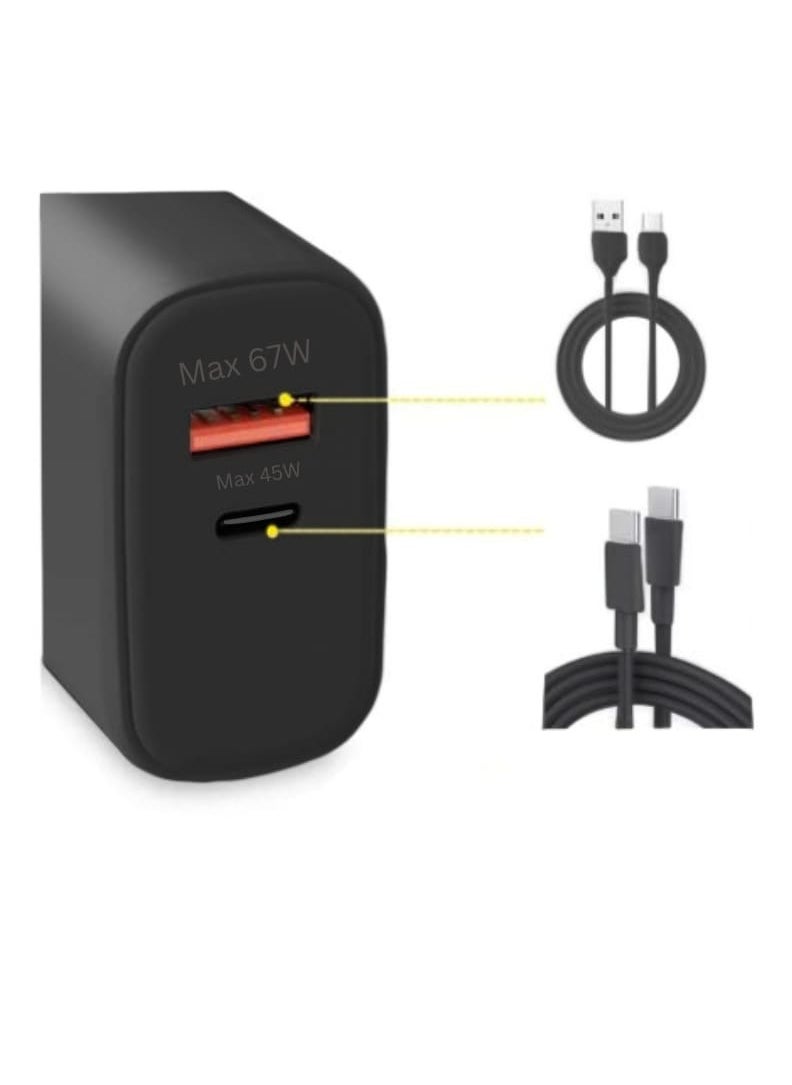 traditious 67W Fast Charger Type C Adapter Plug, Dual Port Charger For Android And IOS Devices | Fast Charging For All C type Devices Samsung Charger, iPhone Charger, Huawei Charger, OnePlus Charger, iPad Charger  - Image 3