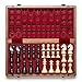 a&a AA Premium Folding Chess Board Game Set 15 Wooden Chess Board  3 King Height Staunton Chess Pieces with 2 Extra Queens Portable Travel Chess Set Natural Mahogany 15 Inches - Image 2