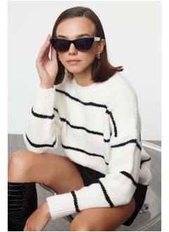 Ecru*001 Wide Pattern Soft Texture Basic Striped Knitwear Sweater TWOAW23KZ00185