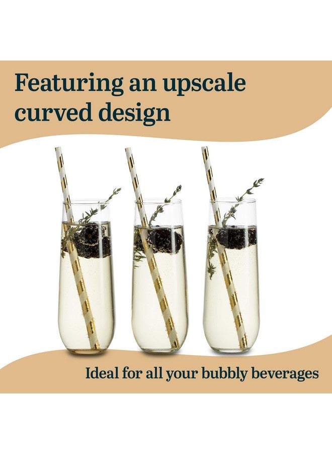 Libbey 228 Stemless Champagne Flutes Glass, 8.5 Oz 12 Piece Elegant Fluted Glassware, Clear Flutes Champagne Glass - Image 3