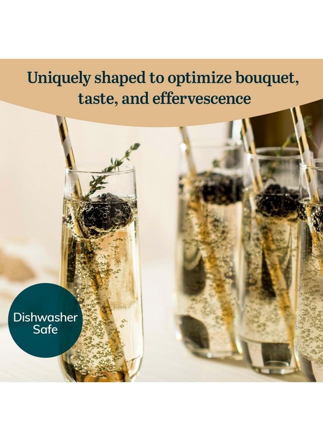 Libbey 228 Stemless Champagne Flutes Glass, 8.5 Oz 12 Piece Elegant Fluted Glassware, Clear Flutes Champagne Glass - Image 2