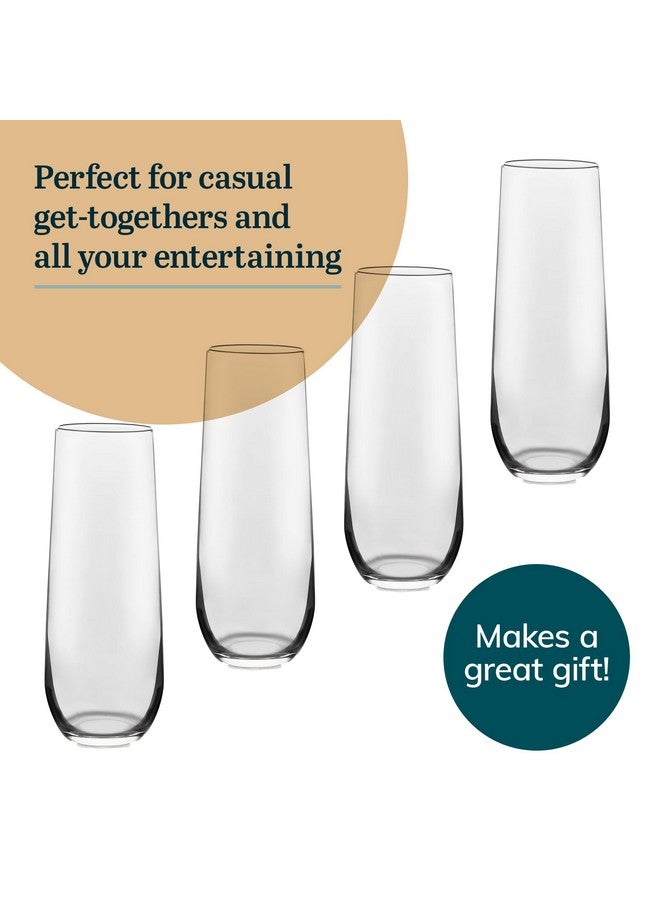 Libbey 228 Stemless Champagne Flutes Glass, 8.5 Oz 12 Piece Elegant Fluted Glassware, Clear Flutes Champagne Glass - Image 4