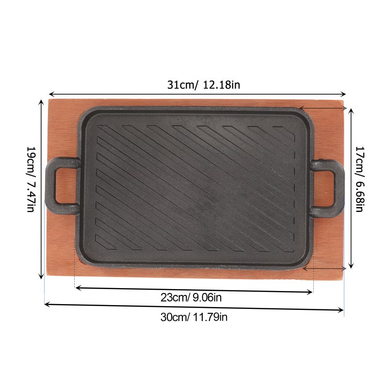 1 Set Metal Griddle and Tray Barbecue Grill Pan Iron Wok Frying Pan Camping Frying Pan - Image 3