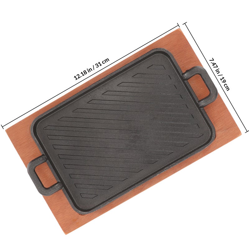 1 Set Metal Griddle and Tray Barbecue Grill Pan Iron Wok Frying Pan Camping Frying Pan - Image 2