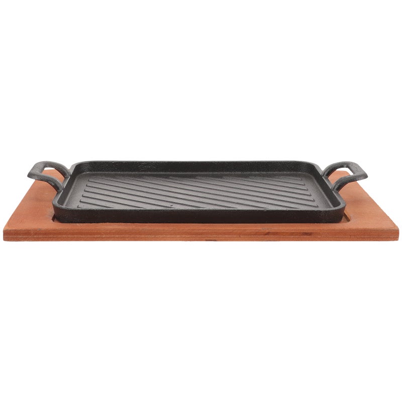 1 Set Metal Griddle and Tray Barbecue Grill Pan Iron Wok Frying Pan Camping Frying Pan - Image 1