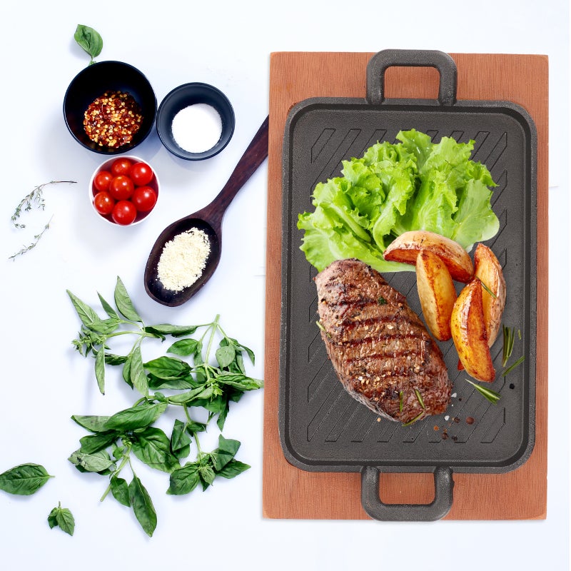 1 Set Metal Griddle and Tray Barbecue Grill Pan Iron Wok Frying Pan Camping Frying Pan - Image 5