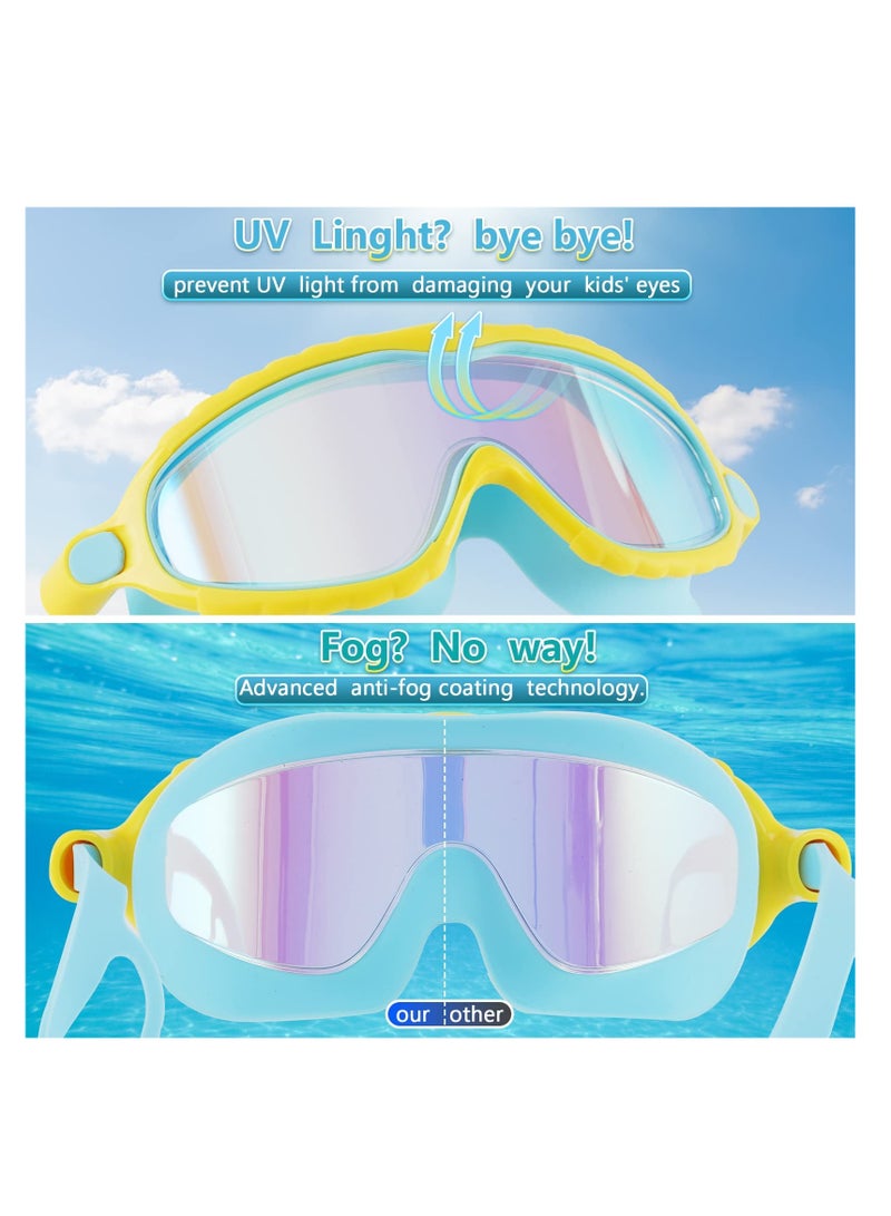 2 Pack Swimming Googles for Children Swim Googles for Age 3 14  No Leaking Anti Fog Kids Googles Wide Vision Glasses