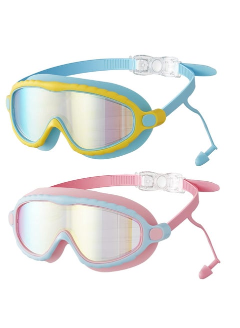 2 Pack Swimming Googles for Children Swim Googles for Age 3 14  No Leaking Anti Fog Kids Googles Wide Vision Glasses