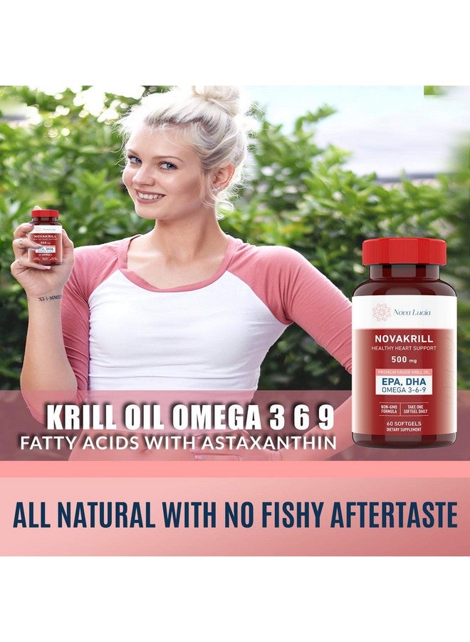 Nova Lucia Natural Krill Oil Omega 3 6 9 Supplement, Burpless 60 Red Liquid Softgels, Rich in EPA, DHA, Astaxanthin, No Fishy Aftertaste, 1000mg per 2 Softgels - Image 4