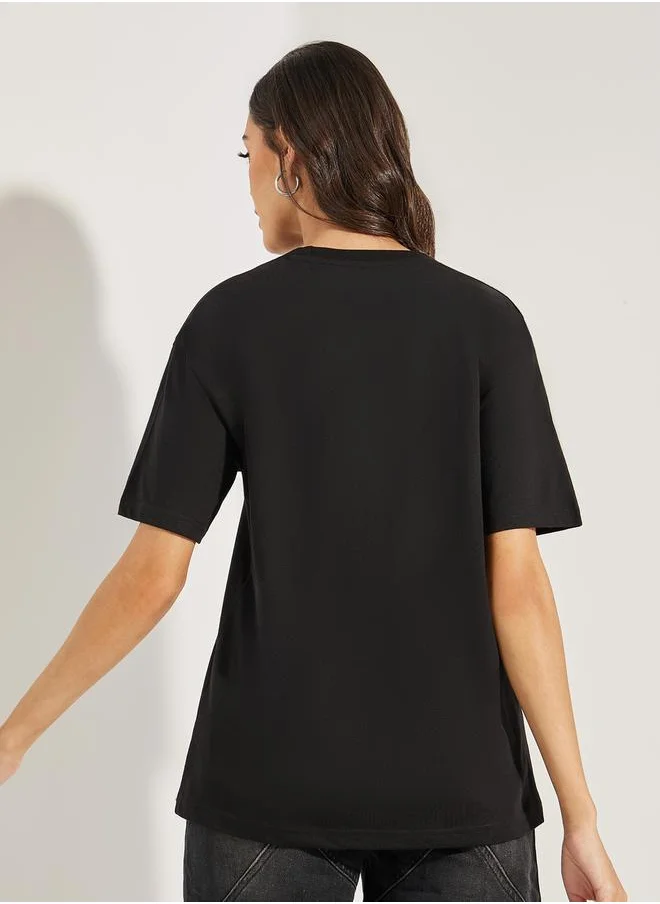 ستايلي Oversized Emoji Graphic Print T-Shirt