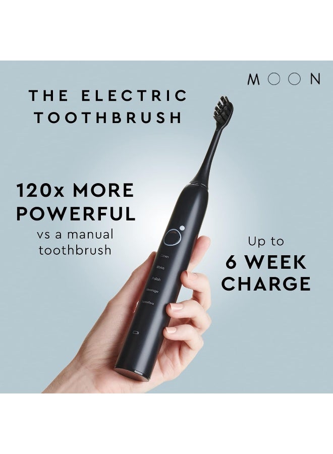 Moon Sonic Electric Toothbrush for Adults, 5 Smart Modes to Clean, Whiten, Massage and Polish Teeth, Rechargeable with Travel Case and 2 Toothbrush Heads, Black - Image 2